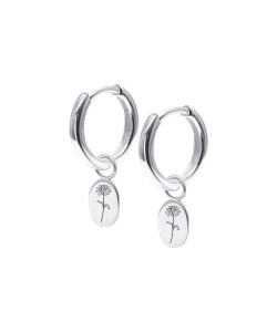 Daisy Birth Flower Silver Huggie Earring Charms HO-2710